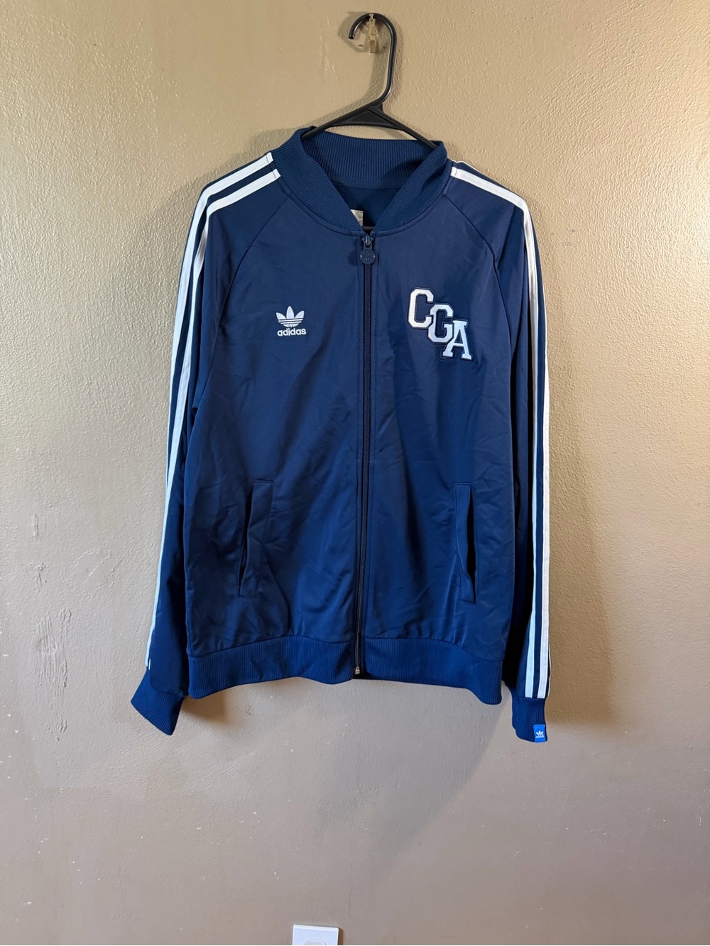 adidas Navy Track Jacket with White Three-Stripes